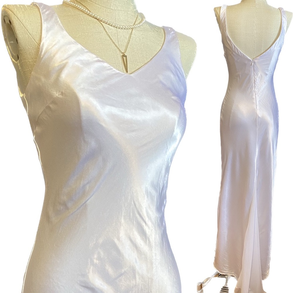 Vintage Pearlescent Rayon Gown with Train
